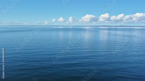 Blue Seascape With Clear Sky And Calm Sea, Vacation And Travel
