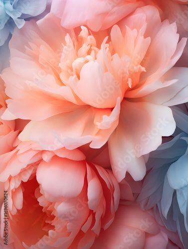 Abstract floral background with pink peony flowers 