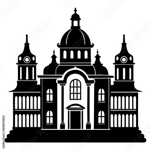 Baroque Palace a simple vector clean black silhouette design white background