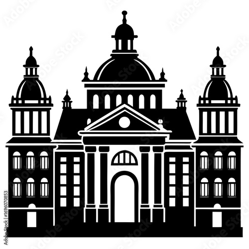 Baroque Palace a simple vector clean black silhouette design white background