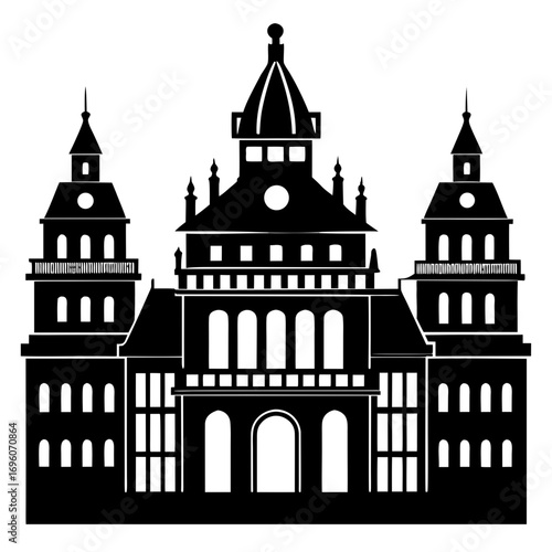 Baroque Palace a simple vector clean black silhouette design white background