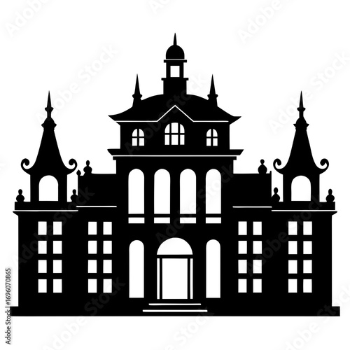 Baroque Palace a simple vector clean black silhouette design white background