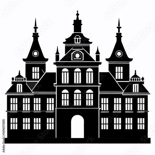 Baroque Palace a simple vector clean black silhouette design white background