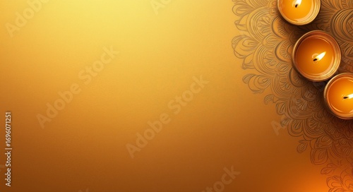 Decorative Candles Arranged on a Floral Patterned Surface for a Festive Celeb...