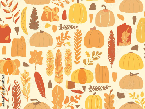 Warm Colored Leaves Pattern – Fall Season Seamless Background