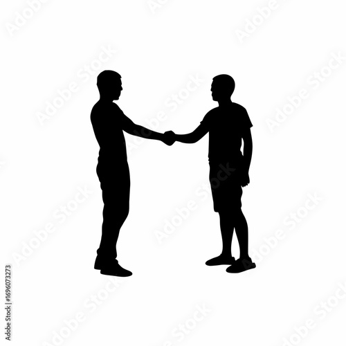 Silhouette of two people shaking hands symbolizing peace and reconciliation after conflict