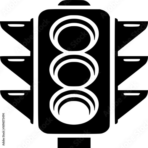 Traffic Light Icon: A simple yet clear monochrome image of a traffic light, representing rules and regulations, ready to communicate to you