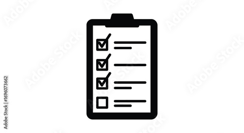 a clipboard icon with checkmarks and lines for tasks