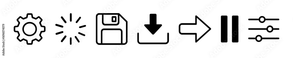 Settings vector outline icons collection.
