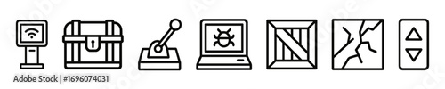 Old bunker items vector outline icon set