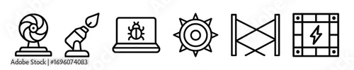 Safety defensive system vector outline icon set