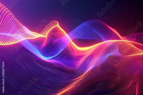 Abstract futuristic wave lines background with glowing effect