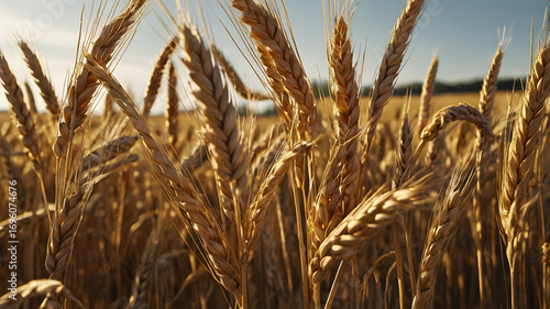 Close-up Shot of Rustic Wheat Sheaves Highlighted by Soft Warm Light