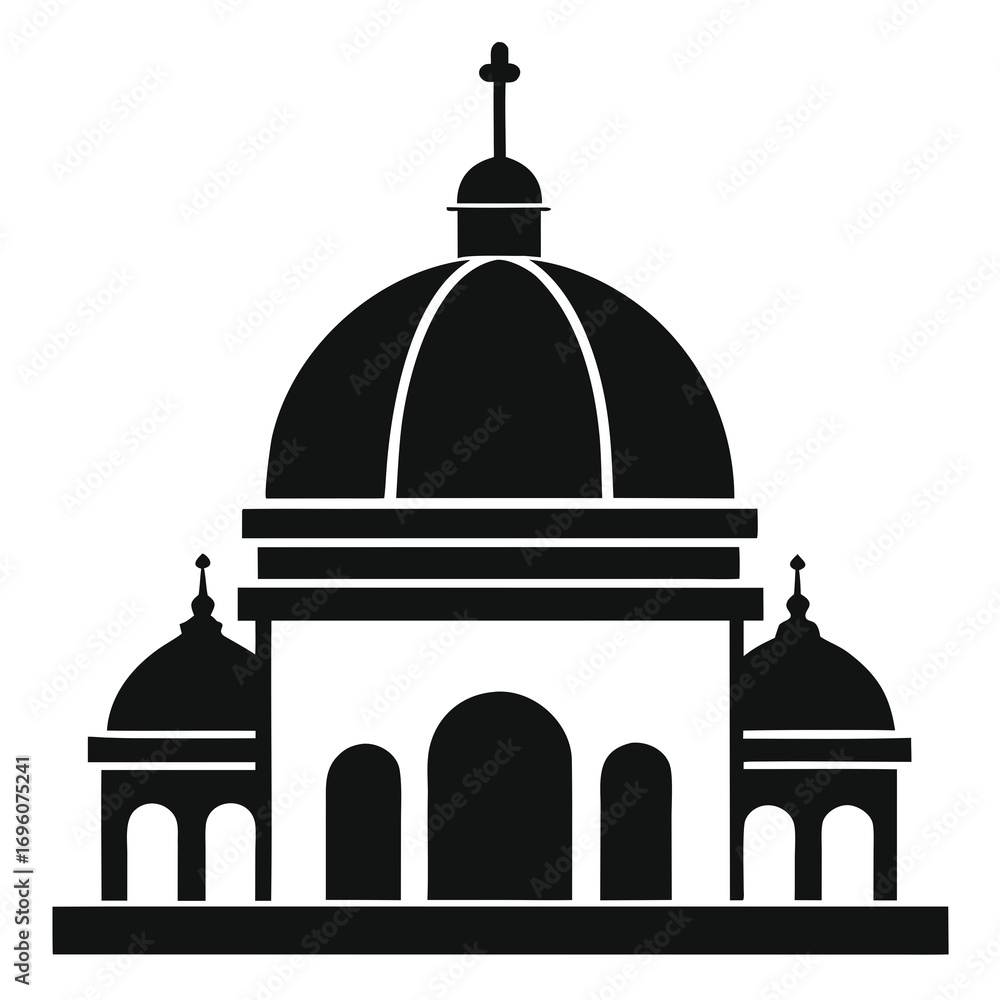 Naklejka premium Basilica Dome a simple vector clean black silhouette design white background
