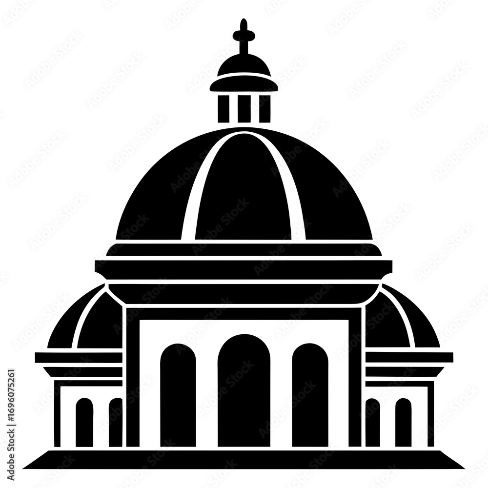 Obraz premium Basilica Dome a simple vector clean black silhouette design white background