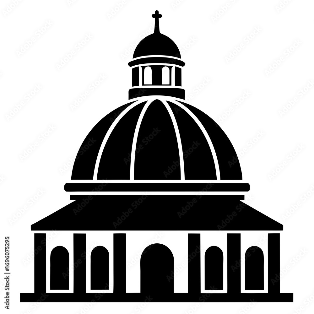 Obraz premium Basilica Dome a simple vector clean black silhouette design white background