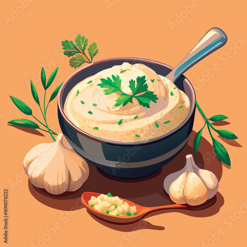 Creamy garlic mashed potatoes in a bowl.