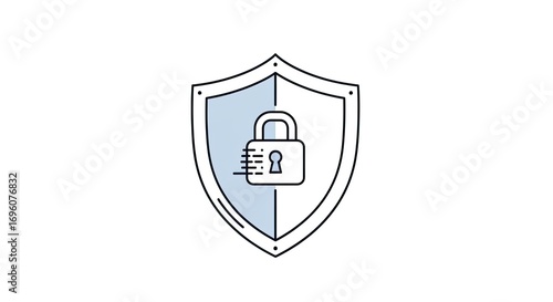 Free Download Flat vector illustration of a shield with lock, data protection and cybersecurity concept, minimal flat design, isolated on white, stock illustration style. - GFXLoad