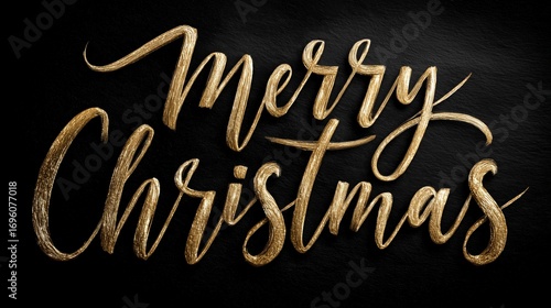 Gold Lettering Wishing Merry Christmas Against a Dark Background.