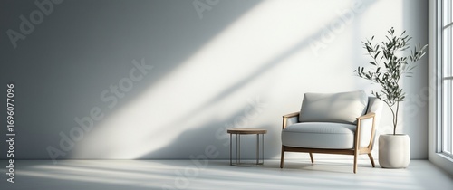 Modern Chair and Vase Create a Serene Atmosphere in a Bright, Minimalist Inte...