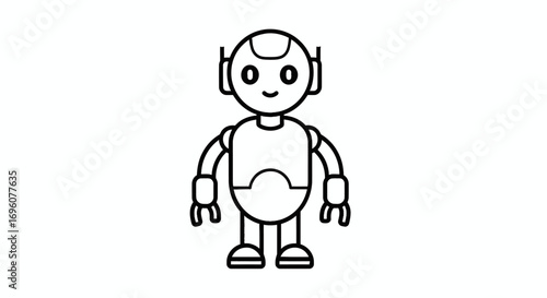 Cute Robot Icon – AI Assistant, Chatbot, Automation Technology