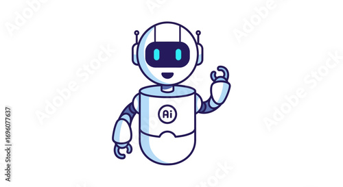 Robot Assistant Icon – Flat Design Friendly AI Robot Vector