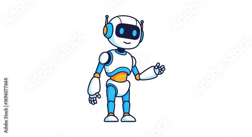 Cute Robot Mascot – Artificial Intelligence, Chatbot, Technology Icon