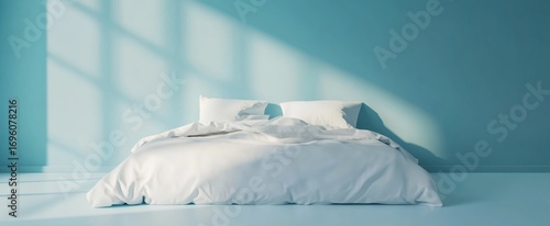 Bright Bedroom Interior With Natural Light Illuminating a Cozy White Bed and ...