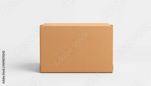 Plain Brown Cardboard Shipping Box on White Background