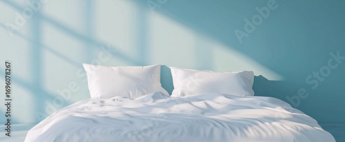Bright Bedroom Interior With Natural Light Illuminating a Cozy White Bed and ...