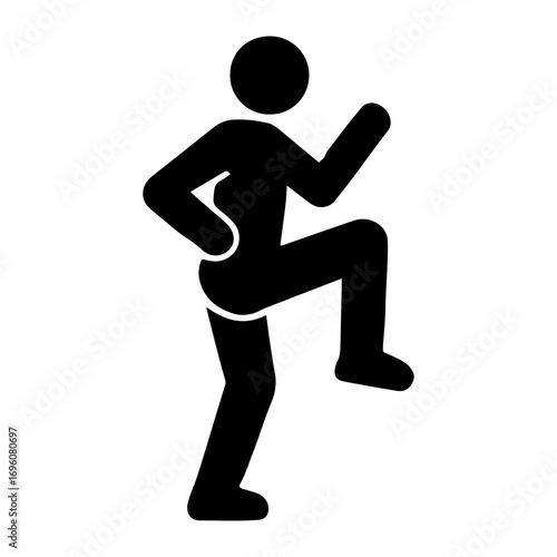 Exercise Silhouette Icon – High Knee Workout, Fitness & Training Symbol