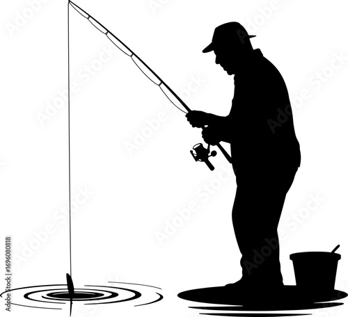 Fisherman Standing Silhouette
