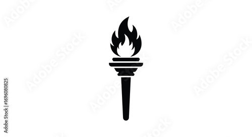 a simple black silhouette of an olympic torch flame