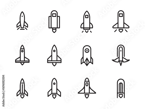 Jetpack line art icons creative design