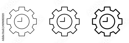 Vector art of gear clock icons time management concept, process optimization, and workflow automation symbols vector line art illustration for business and productivity