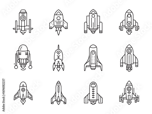 Jetpack line art icons creative design