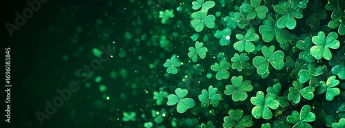 Lush Green Clover Leaves Covering the Ground in a Vibrant and Dense Carpet of...