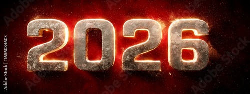 Celebration of the New Year With Bright, Shining 2026 Design on a Vibrant Bac...