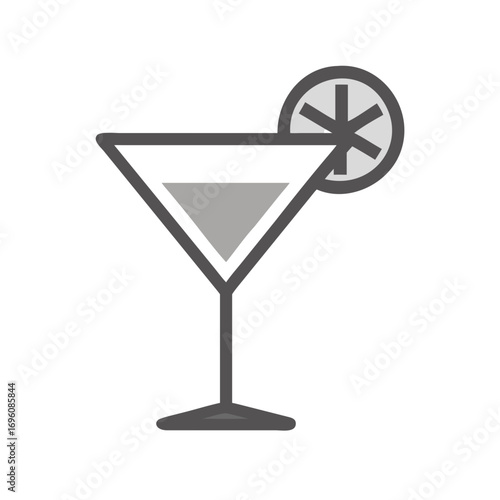 Elegant martini cocktail illustration with lemon slice for bar menu and party invitation designs vector art