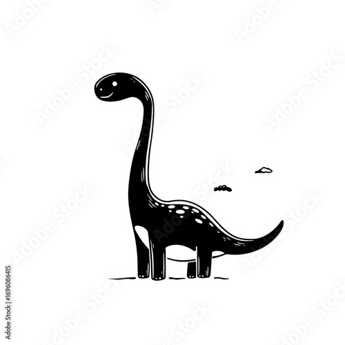 Maiasaura. Maiasaura simple black and white line art vector logo