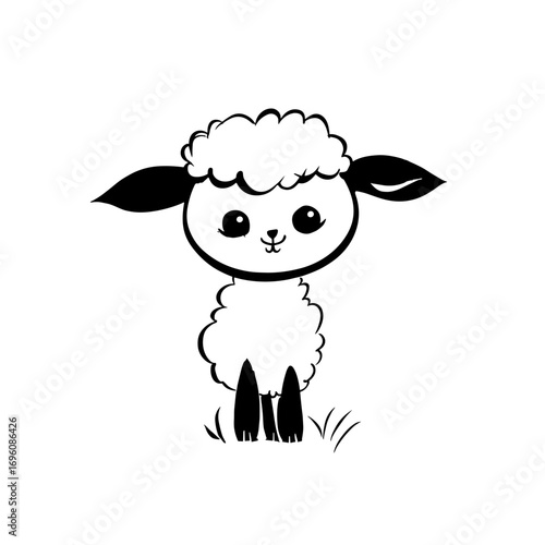 lamb. lamb simple black and white line art vector logo