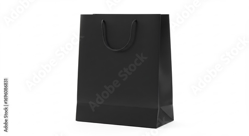 シンプル黒紙袋 上品な光沢 高級感漂うデザイン. AI Generated