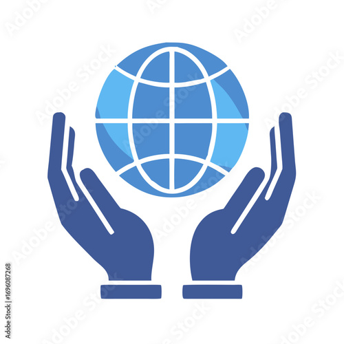 Hands holding globe vector illustration for earth day international business and global connection concept