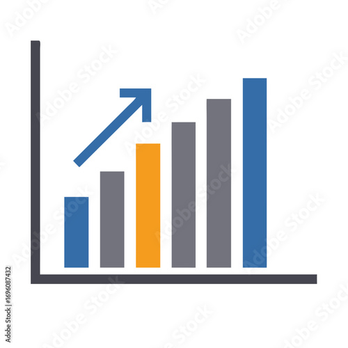Growth chart business graph increasing bar diagram financial success market analysis data visualization vector