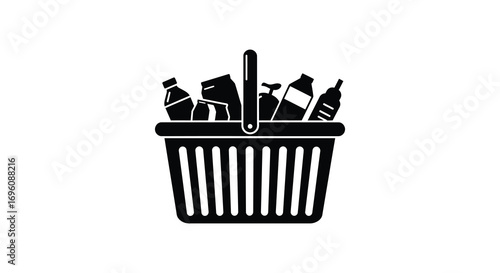 a basket filled with various bottles and containers