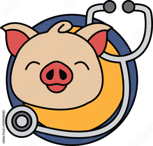 A cartoon pig wearing a stethoscope
