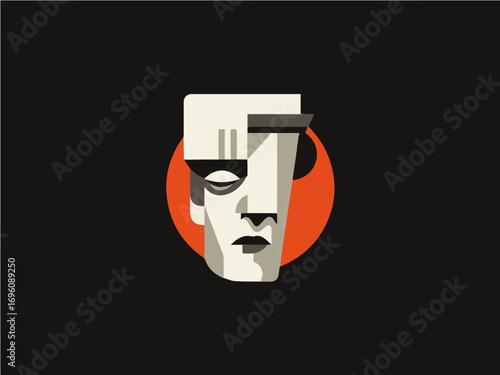 Abstract modern portrait capturing contemplation and bold artistic expression, perfect for creative projects.