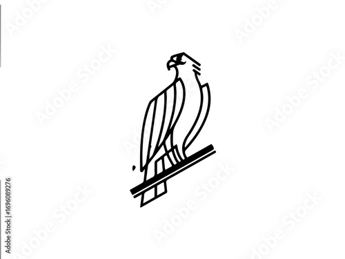 Majestic eagle perched on branch, symbolizing power, freedom, and vision in a clean, modern style.