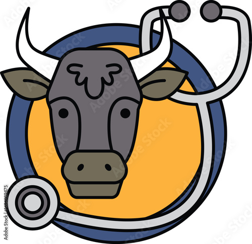 A cow with a stethoscope on its head