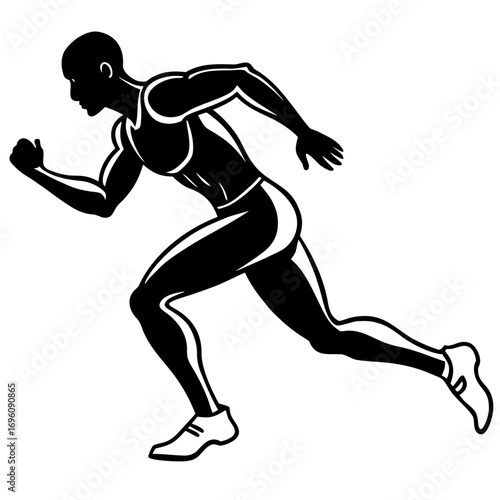 Runner sprinting fast silhouette vector illustration for athletic competition and sports design needs